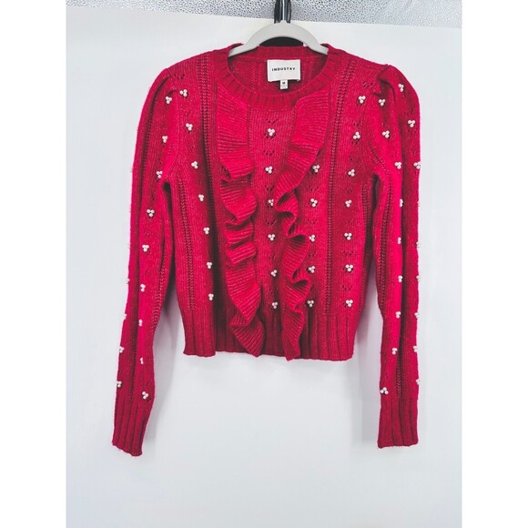 Industry sweater size M Burgundy Red  Embedded Mint Conditions - Picture 2 of 11